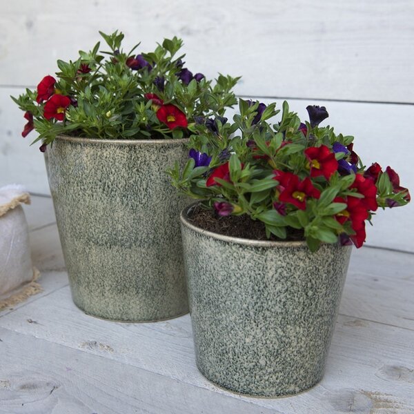 Zelený dekoračný obal na kvetináč Mion XL - Ø 19*18 cm - Clayre & Eef