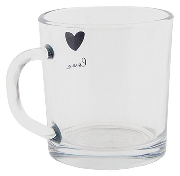 Sklenený hrnček Love - 11*8*9 cm / 250 ml - Clayre & Eef