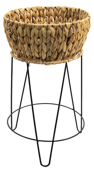 Stojan na kvety s kvetináčom z vodného hyacintu - Ø 28*53 cm - Clayre & Eef
