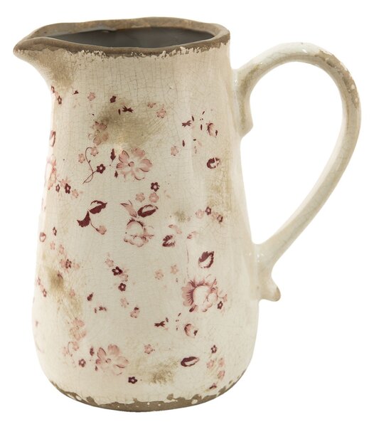 Béžový keramický džbán s jemnými kvietkami Flerien - 16*11*18 cm - Clayre & Eef