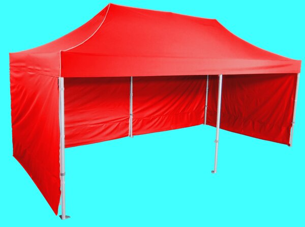 Rozkladací stan 3x6m - Profi hliníkový hexagon, Červená