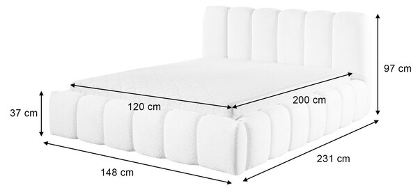 Wilsondo Čalúnená jednolôžková posteľ Micandi 120x200- biela