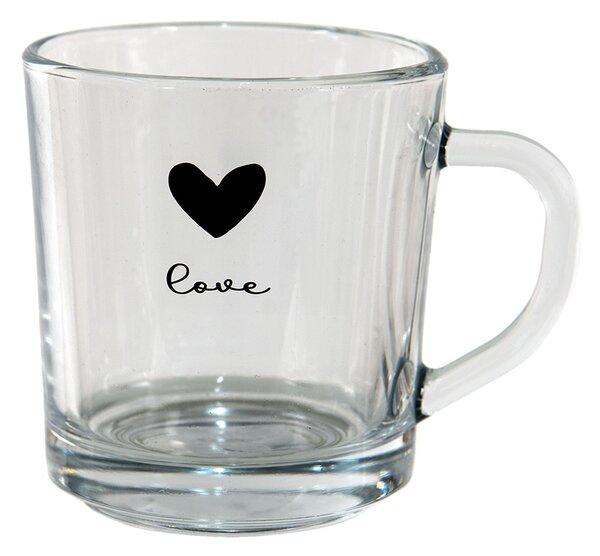 Sklenený hrnček Love - 11*8*9 cm / 250 ml - Clayre & Eef