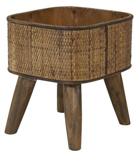 Hnedý drevený kvetináč s výpletom na nôžkach Canya - 32*29*34cm - Light & Living