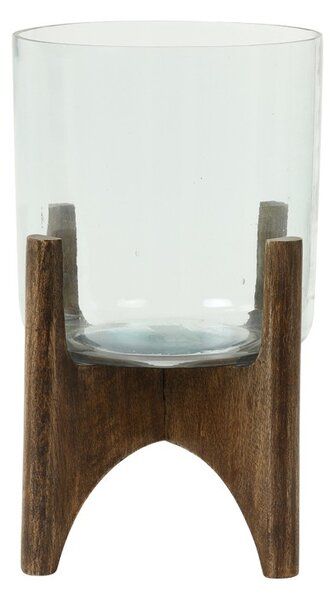 Sklenená váza/svietnik na drevenej nohe Jace - Ø22*33 cm - Light & Living