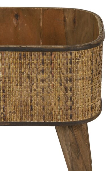 Hnedý drevený kvetináč s výpletom na nôžkach Canya - 32*29*34cm - Light & Living