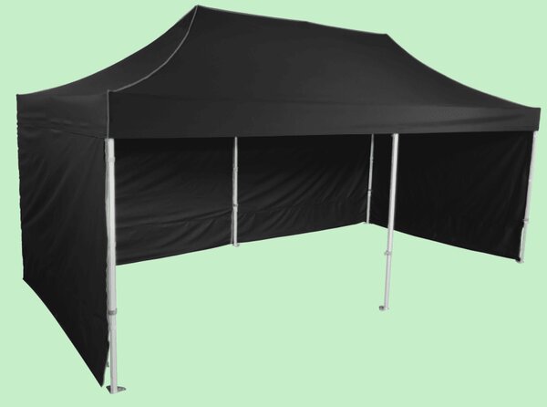 Rozkladací stan 3x6m - Profi hliníkový hexagon, Čierna