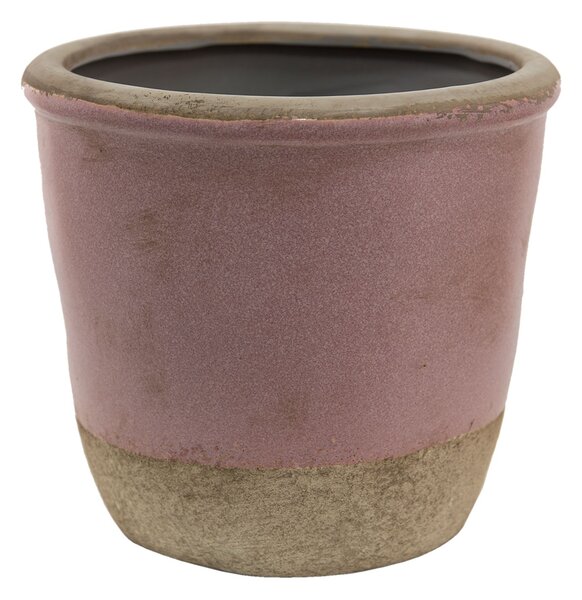 Ružovo-béžový keramický obal na kvetináč Pinae M - Ø 14*13 cm - Clayre & Eef