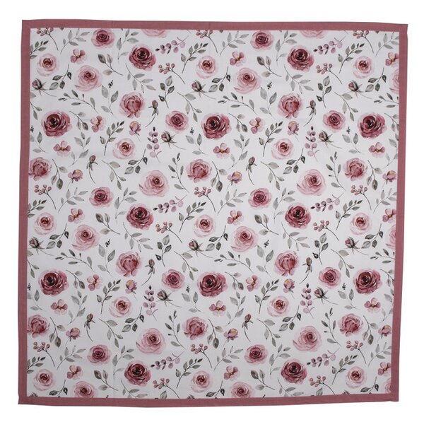 Bavlnený štvorcový obrus s ružami Rustic Rose - 100*100 cm - Clayre & Eef
