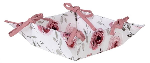 Bavlnený košík na pečivo s ružami Rustic Rose - 35*35*8 cm - Clayre & Eef