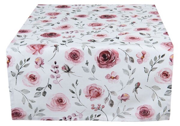 Bavlnený behúň na stôl s ružami Rustic Rose - 50*140 cm - Clayre & Eef