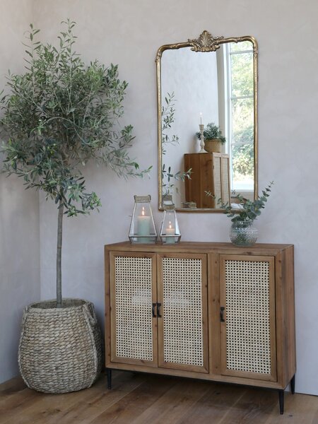 Hnedý obal na kvetináč s prúteným vzorom Corte - Ø 39*38cm - Chic Antique