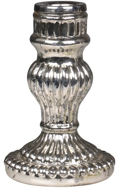 Strieborný antik sklenený svietnik Mercury - Ø 7*11,5 cm - Chic Antique