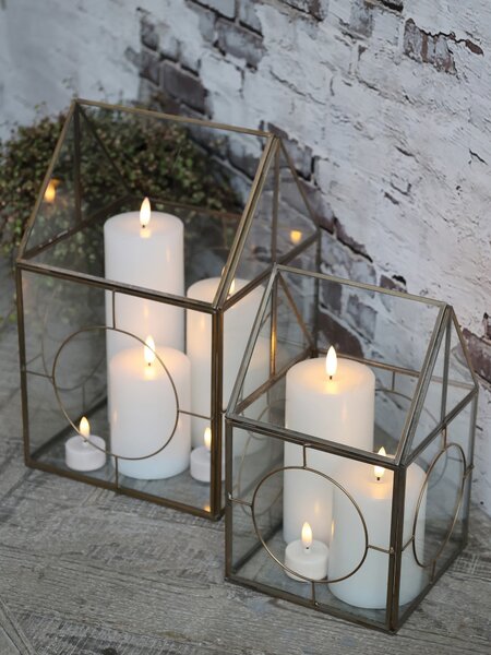 Bronzová antik kovová lampáš Candle house - 20*20*33cm - Chic Antique
