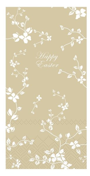 Béžové veľkonočné papierové obrúsky s kvietkami Happy Easter -40*40/20*10cm (16ks) - Chic Antique