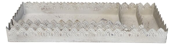 Set 3ks krémový antik kovový podnos s patinou Flowre - 40 * 18 * 5cm - Chic Antique
