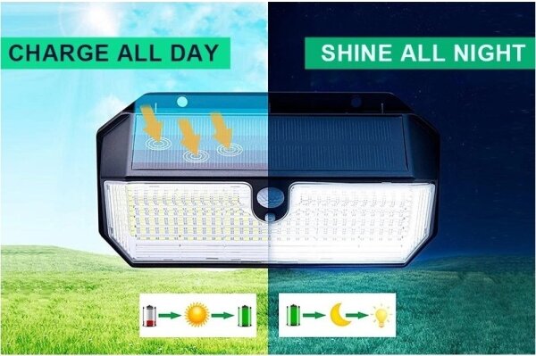 Viking-LED Solárne nástenné svietidlo so senzorom LED/2W/3,7V IP65 6000K 2200 mAh