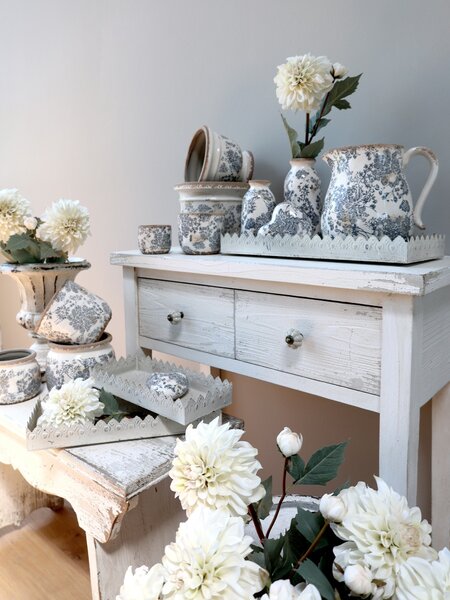 Dekorácia umelá krémová kvetina Jiřina Dahlia cream - 48 cm - Chic Antique