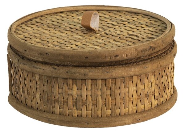 Hnedý ratanový úložný box Pion - Ø 15*7 cm - Clayre & Eef