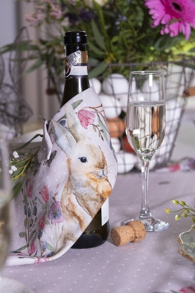 Béžová bavlnená utierka so zajačikom Happy Bunny - 50*70 cm - Clayre & Eef