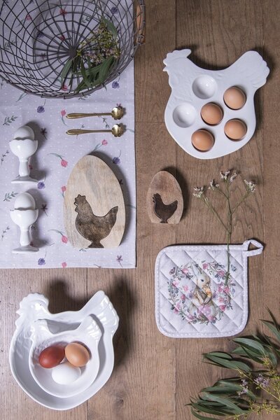 Bavlnená chňapka - podložka so zajačikom Happy Bunny - 20*20 cm - Clayre & Eef