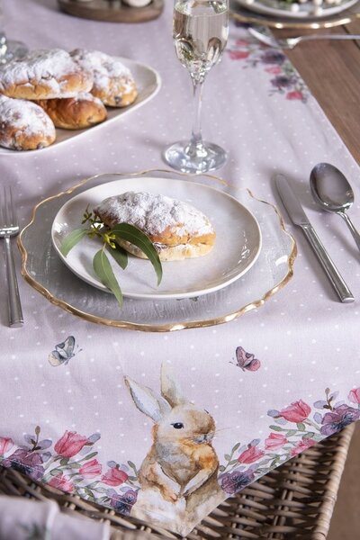 Béžová bavlnená utierka so zajačikom Happy Bunny - 50*70 cm - Clayre & Eef