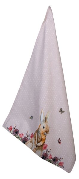 Béžová bavlnená utierka so zajačikom Happy Bunny - 50*70 cm - Clayre & Eef