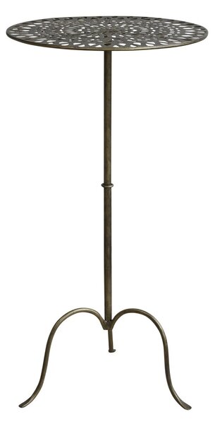 Mosadzný kovový odkladací stolík Arras s patinou- Ø 40*77 cm - Chic Antique