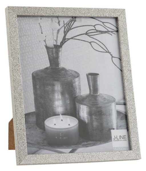 Strieborný dekoratívny fotorámik s flitrami Glitter silver - 22*2*27 cm / 20*25cm - J-Line by Jolipa