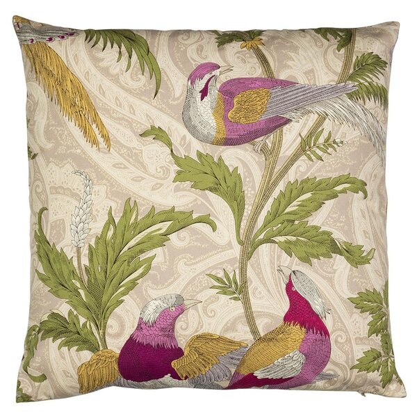Béžový štvorcový vankúš s vtáčikmi Paisley bird white - 45*45*10cm - Mars & More