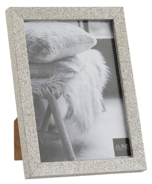 Strieborný dekoratívny fotorámik s flitrami Glitter silver - 15*2*20 cm / 13*18cm - J-Line by Jolipa