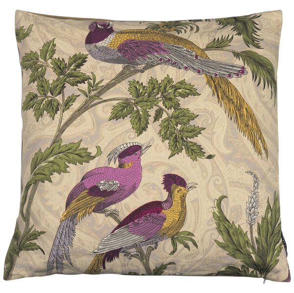 Béžový štvorcový vankúš s vtáčikmi Paisley bird white - 45*45*10cm - Mars & More