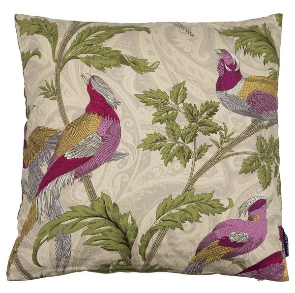 Béžový štvorcový vankúš s vtáčikmi Paisley bird white - 45*45*10cm - Mars & More