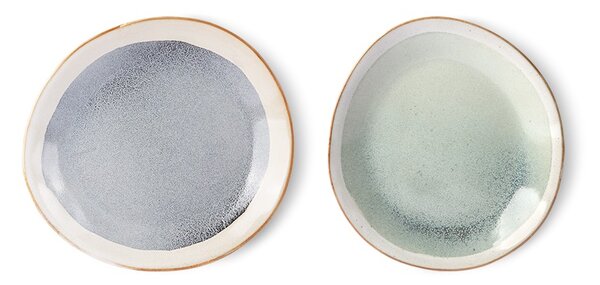 2ks hmlový zelený dezertný tanier 70s mist - Ø 22*2cm - HKLIVING