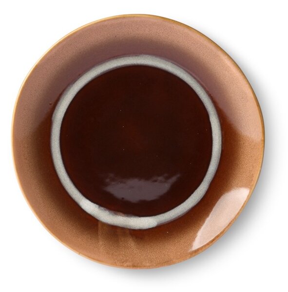 2ks hnedo-broskyňový dezertný tanier 70s moss - Ø 17,5*2cm - HKLIVING