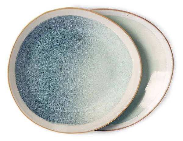 2ks hmlový zelený dezertný tanier 70s mist - Ø 22*2cm - HKLIVING