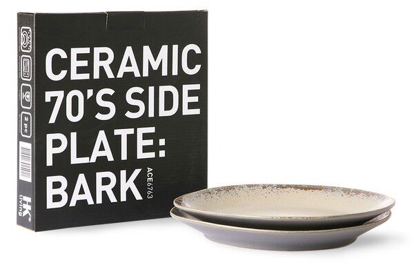 2ks béžový dezertný tanier 70s bark - Ø 22*2cm - HKLIVING
