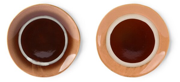2ks hnedo-broskyňový dezertný tanier 70s moss - Ø 17,5*2cm - HKLIVING