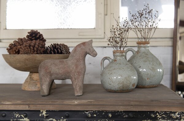 Sivá keramická dekoratívna váza s uškom - 18*17*20 cm - Clayre & Eef