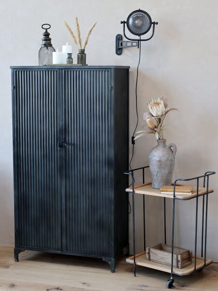 Čierna retro nástenná lampa s patinou Factory - 43*17*33cm/ E27/ 40W - Chic Antique