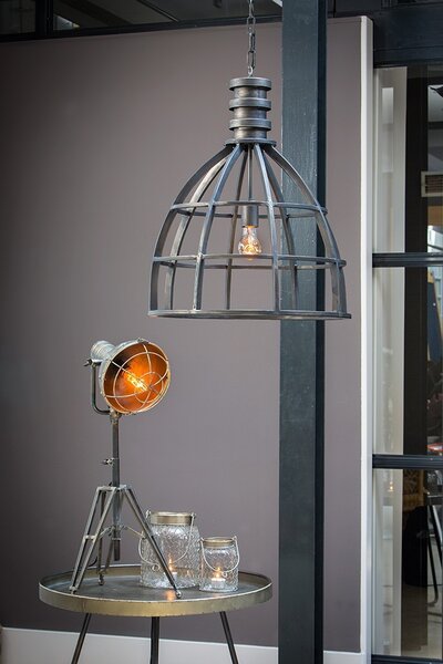 Šedá stolná lampa na trojnožke s bronzovou patinou Damyan - 35*30*77 cm/40W - Light & Living
