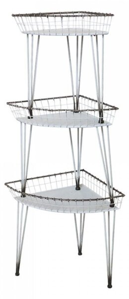 3ks krémový kovový vintage stolík Vivie s patinou - 65*47*51cm - Chic Antique