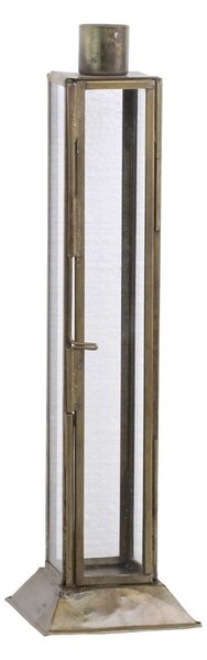 Mosadzný antik kovový svietnik na úzku sviečku Forei - 6.5*6.5*22cm - Chic Antique