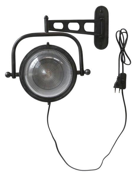 Čierna retro nástenná lampa s patinou Factory - 43*17*33cm/ E27/ 40W - Chic Antique