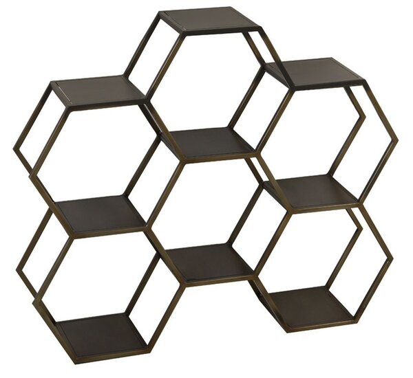 Bronzový antik kovový policový regál Hual v tvare plastu - 106*25*90cm - Light & Living