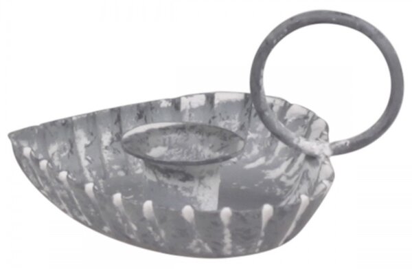 Zinkový antik svietnik na úzku sviečku v tvare srdca Hearts - 8*6*2cm - Chic Antique