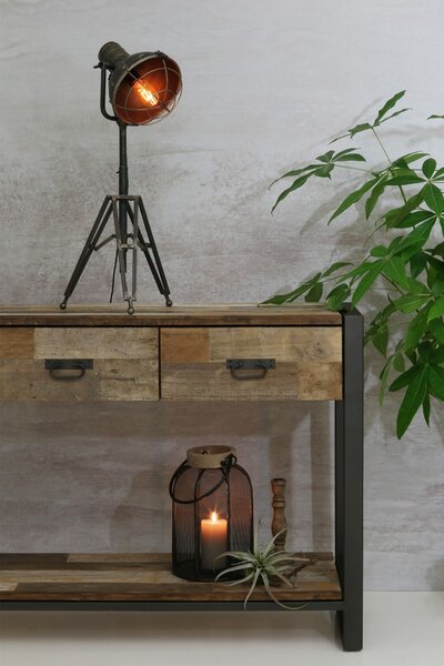 Šedá stolná lampa na trojnožke s bronzovou patinou Damyan - 35*30*77 cm/40W - Light & Living