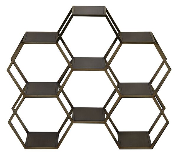 Bronzový antik kovový policový regál Hual v tvare plastu - 106*25*90cm - Light & Living
