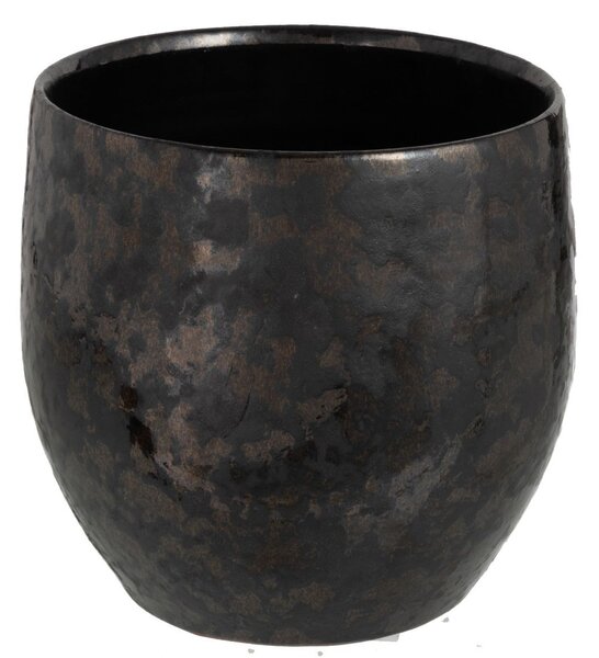 Dymovo-strieborný antik keramický kvetináč Smokey - Ø 18*18cm - J-Line by Jolipa