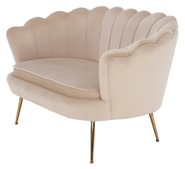 KONDELA Lavica v štýle Art-deco, béžová Velvet látka/gold chróm-zlatý, NOBLIN